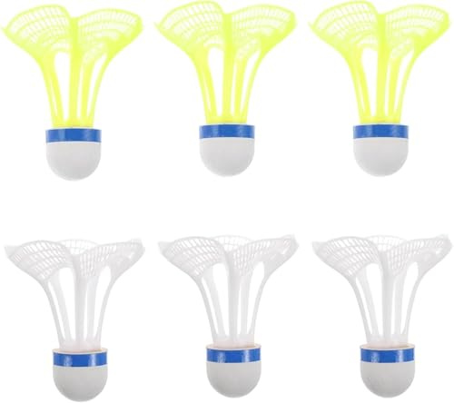 UxuoQxa Federbälle, Winddichte Badminton Bälle, 6 Stück Gelb Und Weiß, Ideal Für Outdoor Und Indoor Nutzung, Für Training, Federbälle Badminton