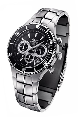 FIREFOX Silver Surfer FFS13-102a schwarz Herrenuhr Armbanduhr massiv Edelstahl Chronograph Sicherheitsfaltschließe 10 ATM Water Resistant
