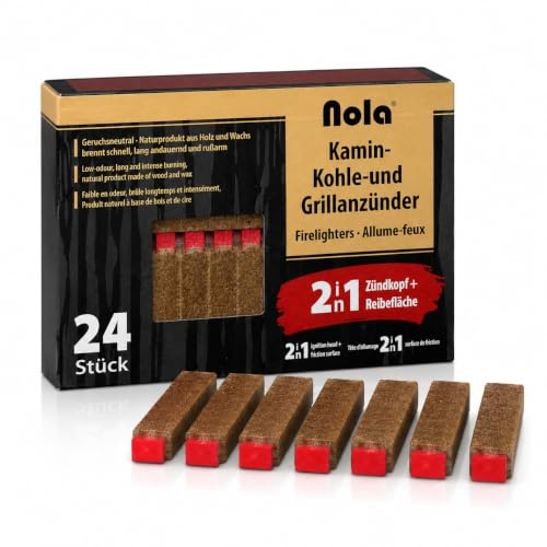 KM Firemaker 24 Grillanzünder und Kaminanzünder aus Naturholz mit Zündkopf geruchsneutral, Anzündhilfe für Grill, Kamin und Ofen Art. 276