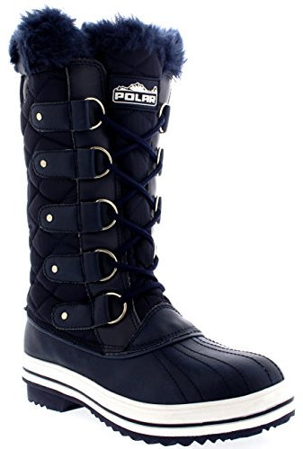 Mujer Acolchado Lluvia Cordones Forrada De Piel Zapato Pato Nieve Botas - NAV 38 - AYC0002