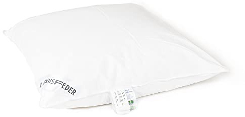 Luxusfeder Kopfkissen 80x80cm 100% Daunen 600g - Schlafkissen Bezug aus 100% Baumwolle - Daunenkissen - Federkissen Öko-Tex Made in Germany