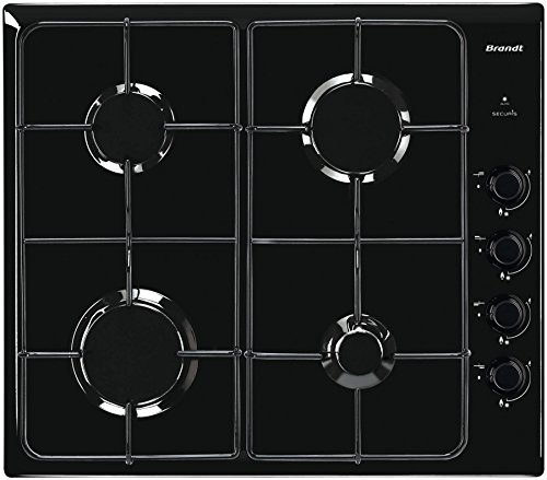 Brandt BPE6410B Gasplatte, Einbau, 4 Kochfelder, 7800 W, L 58 x T 51 cm, Glasbeschichtung, Schwarz