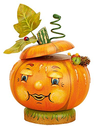 Hubrig-Volkskunst Räuchermann Räucherfigur Kürbis, Höhe 12 cm