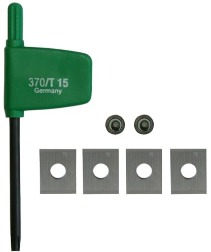 Festool Wendeplatten-Set HW-WP 7,6x12x1,5-4 Ersatz-Wendeplatten | Kompatibel mit Fräser 492717, 492716, 491081, 491120 - inkl. TX-Schlüssel T15 und Linsenschraube