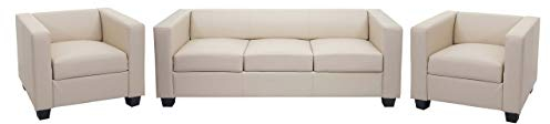 Mendler 3-1-1 Sofagarnitur Couchgarnitur Loungesofa Lille - Kunstleder, Creme