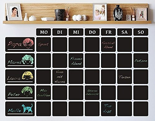 Klebefieber Tafelfolie Familienplaner Tafelfolie B x H: 150cm x 92cm Farbe: schwarz