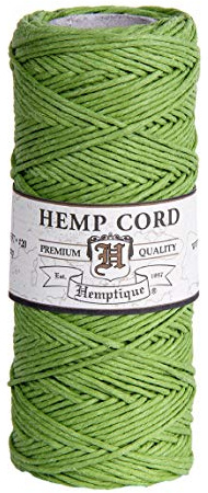 Hemptique 100% Hemp Cord Spool - 62.5 Meter Hemp String - Made with Love - No. 20 ~ 1mm Cord Thread for Jewelry Making, Macrame, Scrapbooking, DIY, & More - Lime Green