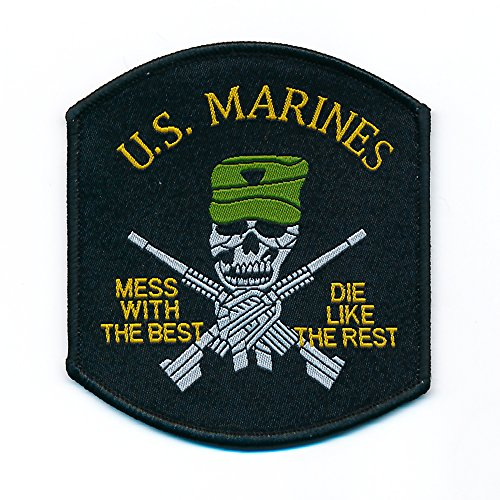hegibaer 65 x 70 mm U.S. Marines Skull Totenkopf Waffe USA Patch Aufnäher Aufbügler 0781 B