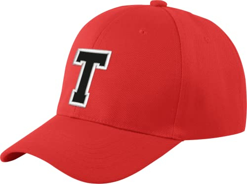 Morefaz Unisex Jungen Mädchen Mütze Baseball Cap ROT Hut Kinder Kappe Alphabet A-Z TM (T)