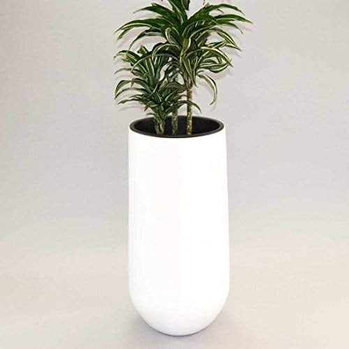 Elegant Einrichten Blumenkübel Fiberglas rund konisch D40xH80cm Hochglanz weiß.