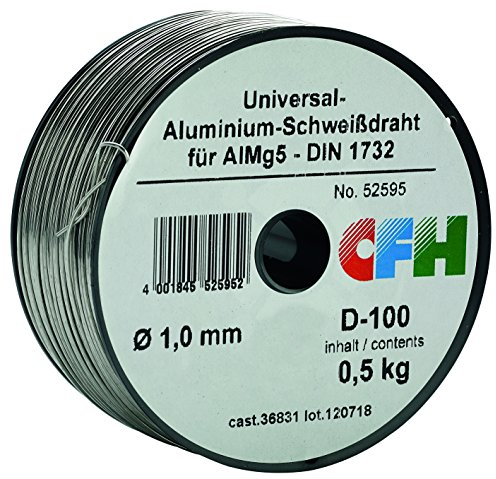 CFH Universal-Aluminium-Schweißdraht - Schutzgas Schweißdraht, zum Verbindungsschweißen von Aluminium-Magnesium-Legierungen, MIG-Schweißdraht Ø 1,0 mm, 0,5 kg Spule, normalgespult