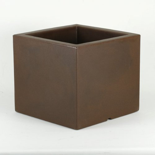 MOOVERE Pot de Fleurs, carré, pour intérieur et extérieur, Fait de Haute qualité, polyéthylène (35 (35x28x32 cm), Bronze)