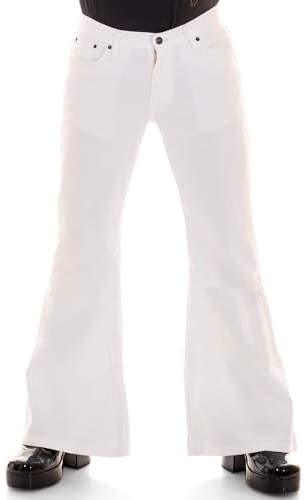 COMYCOM Schlaghose Stoff Star Gabardine Weiss Hüftschlaghose 32/32