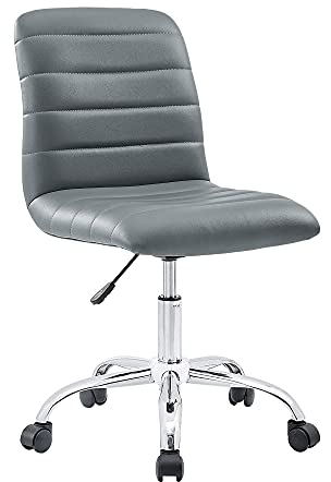 Modway Ripple Ribbed Armless Mid Back Swivel Computer Desk Office Chair In Gray
