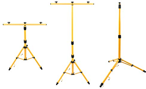 Trango G1504 Teleskop Stativ für Arbeitsstrahler I Baustrahler in Gelb I höhenverstellbar von 66-170 cm I zusammenklappbar I 3 Standfüße I Stahl I für LED oder Halogen-Fluter geeignet