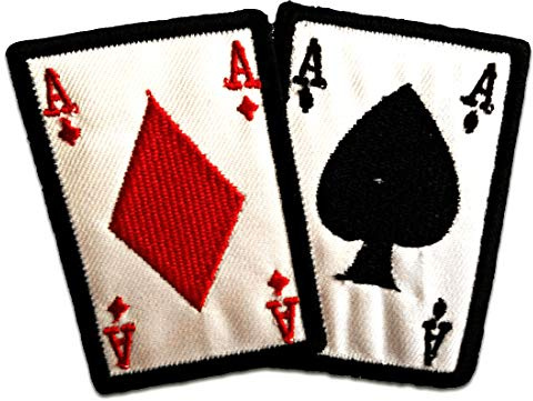 Catch the Patch Poker Ace Card Biker Iron-on Patch 10,2 x 7,4 cm for Adults with Heavy Metal Festival Vintage Original, Velcro Patches Clothing Jeans Denim Birthday Gift