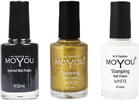 MoYou Nails 3er-Bündel Nagellack: Schwarz, Gold und Weiß für schöne Nageldesigns