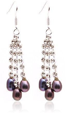 Sweet & Happy Girl's Store 5-6mm - 7-8mm wei?e Perle baumeln Ohrringe Sterlingsilber-Haken