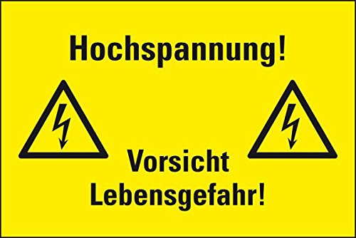LEMAX® Warn-Kombischild Hochspannung! Vorsicht Lebensgefahr!, Resopal, 300x200mm
