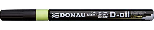 DONAU 7368001PL-11 Ölmarker D-OIL Rundspitze 2,2 mm Ölbasis Permanent Marker, Farbe: Gelb / Wasserdichte Tinte Papier/ Filzschreiber für Plastik Metall Holz Glas/ Schreibt auf Fast Jeder Oberfläche