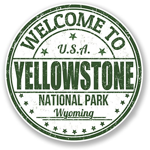 Yellowstone National Park USA Vinyl-Aufkleber für Laptop, Gepäck, Reisen, 10 x 10 cm, 2 x 10 cm