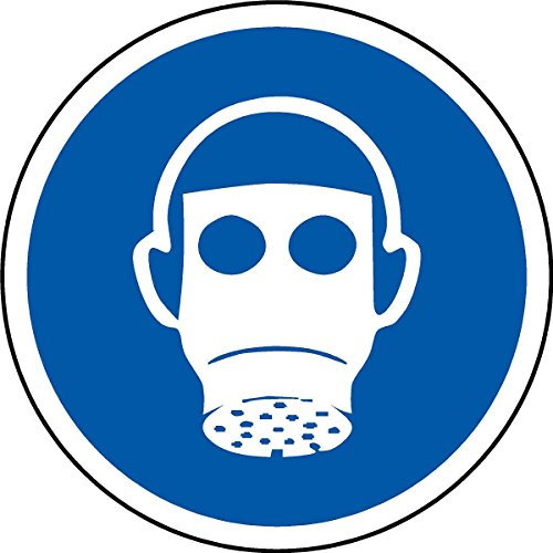 ISO Safety Label Sign - International Wear Respiratory Protection Symbol - Self Adhesive Sticker 50mm Diameter