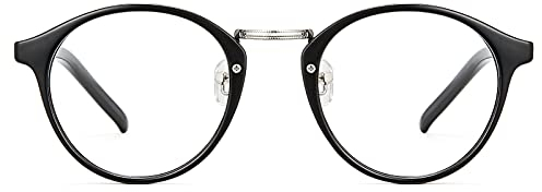 Cyxus Occhiali Luce Blu Uomo Donna Rotondo Occhiali Da Computer Retrò Occhiali Anti Mal di Testa Affaticamento Degli Occhi(8065T01 Nero)