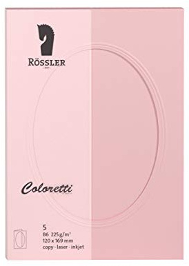 Rössler Coloretti Karten, B6, Passepartout, ovale, 5 pezzi rosa