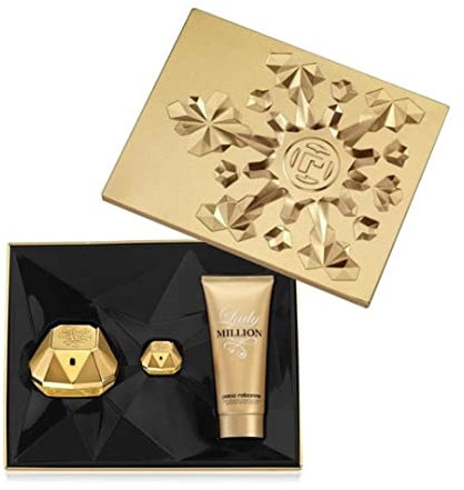 Paco Rabanne Lady Million, Geschenkset, EDP Natural Spray 50 ml + Eau de Parfum 5 ml + Sensual Body Lotion 100 ml, 1er Pack (1 x 155 ml)