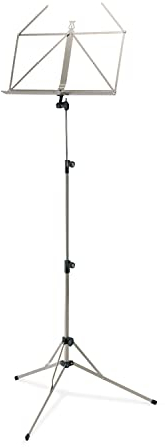 K&M 100/5 Notenpult Nickelfarbig – Ausziehbarer Notenständer 50-130 cm - klappbare Notenablage, faltbares Metall-Stativ