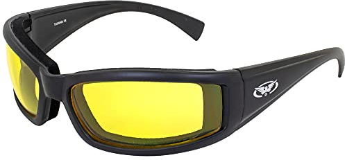 Global Vision Eyewear 24 Triumphant Series Schutzbrille mit schwarzem Rahmen und gelben getönten Gläsern