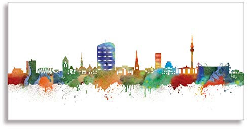 Kunstbruder Dortmund Skyline Light (div. Größen) - Kunst Druck auf Leinwand 70x140cm
