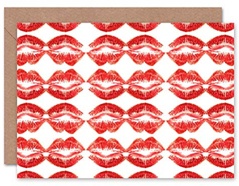 Wee Blue Coo CARD GREETING KISS LIPSTICK LIPS PATTERN DESIGN GIFT