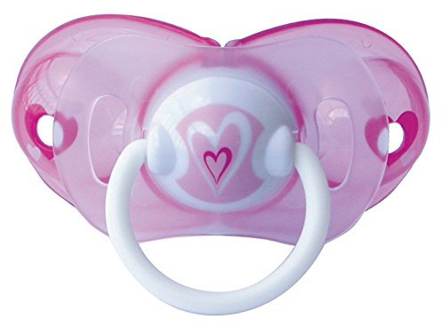 Elemed BP721-1FSC Succhietto Intelligente in Silicone, Sagoma Tettarella Ortodontica, Misura Ciuccio 1 (da 0 a 6 mesi), Cuore, Rosa