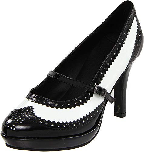 Ellie Shoes Women's 414 Flapper Spectator Pump, Black/White, 8 M US