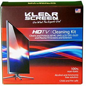 Klear - Kit di pulizia per schermo HDTV, LCD, laptop e occhiali 3D, con soluzione e panno di pulizia