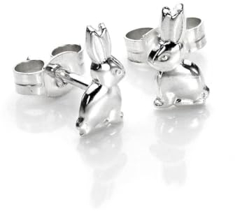 925 Sterling Silber Sitzendes Kaninchen Ohrringe Ohrstecker