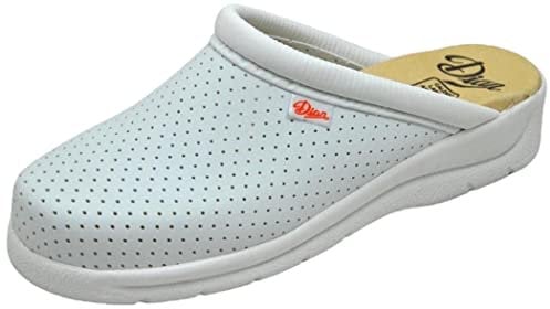 DIAN - PISA Blanco 44, Zueco Anatómico para Sanidad y Hostelería, Zueco Sanitario Unisex, Talón abierto, Empeine Perforado Transpirable y Acolchado Antirozaduras, Suela Antibateriana y Antideslizante.