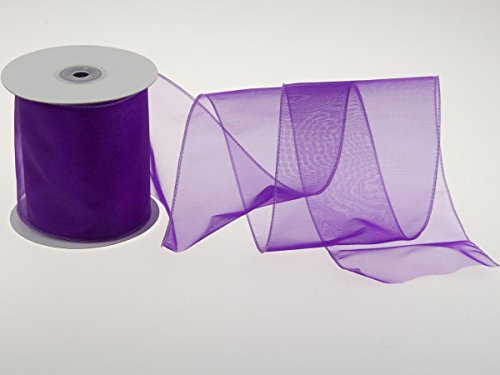 Christa-Bänder Organzaband Organza 100mm Lila mit Draht