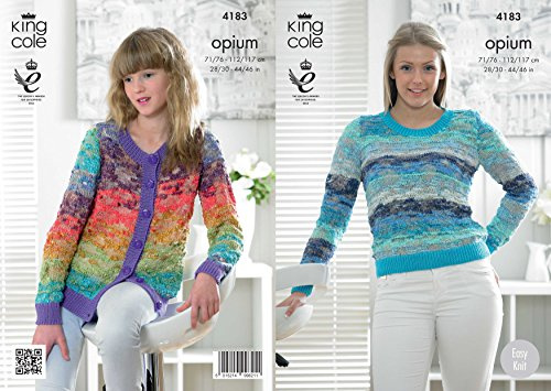 King Cole 4183 Knitting Pattern Sweater and Cardigan to Knit in Opium Palette
