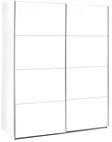 Schwebetürenschrank Kleiderschrank Schlafzimmerschrank | 2-türig | Dekor | Alpinweiß | 181x197x61 cm