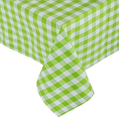 Homescapes Karierte Tischdecke grün-weiß 137x178 cm, Vichy-Karo Tischtuch rechteckig, waschbar & pflegeleicht aus 100% Baumwolle