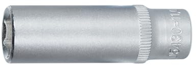SW-Stahl 05430-11,0SB Steckschlüsseleinsatz 11 mm - 1/4 Zoll Tief | Lange Ausführung 50 mm, Sechskant-Profil aus Chrom-Vanadium-Stahl, Matt Verchromte Oberfläche für Außensechskant