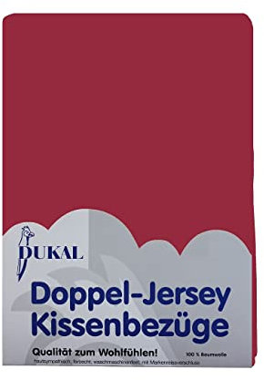 Dukal | Kissenbezug 70 x 90 cm | aus hochwertigem DOPPEL-Jersey | 100% Baumwolle | Farbe: burgund