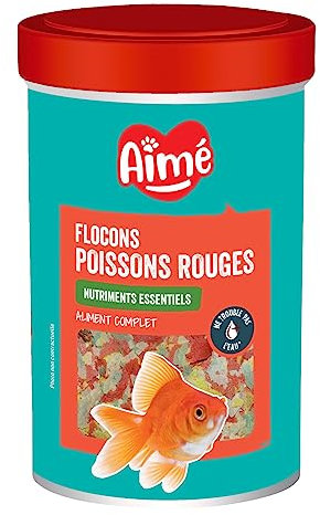 Aimé | Flocons pour poissons rouges | Nourriture Poisson Rouge | Aliment Complet à base de Nutriments Essentiels | Céréales et Extraits de Protéines Végétales | 200 g | 1000 ml