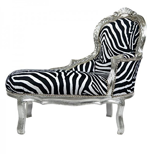 Casa Padrino Barock Kinder Chaiselongue Zebra/Silber - Kindermöbel - Möbel Barock