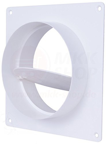 MKK Wandflansch Ø 100 mm Rund Rohr Kunststoff Wand Übergang Rückstauklappe Lüftung Montageplatte PVC