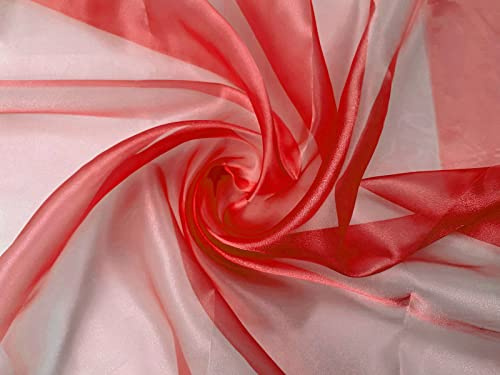 Organza Stoff Meterware am Stück - 150 cm Breite - Rot - 100% Polyester - Halb-Transparent