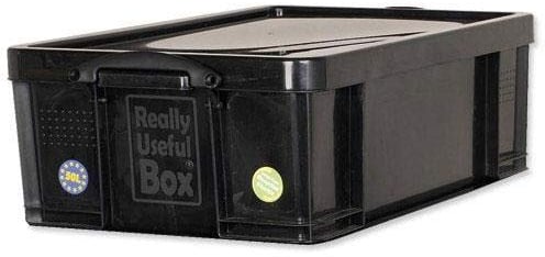 Really Useful 50L Kunststoff-Aufbewahrungsbox (recycelt, robust, stapelbar, 50 Liter, BxTxH 440 x 710 x 230 mm) schwarz