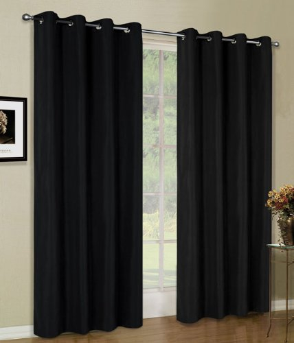 Vorhang Blickdicht Schal, 1 Stück 245x140 (HxB) Matte unifarbene Gardine mit Ösen, Schwarz Material aus Microsatin Micofaser-Gewebe., 204050